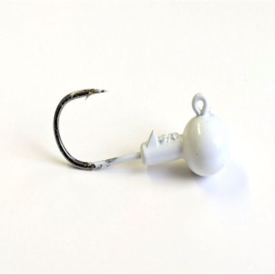 Round"Fresh Water Ball" Jig Head Lure Ultra Point Hook Bass 10 Pack-White 1/8 oz