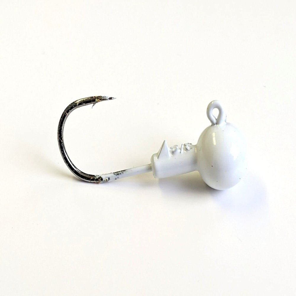 Round"Fresh Water Ball" Jig Head Lure Ultra Point Hook Bass 10 Pack-White 1/8 oz