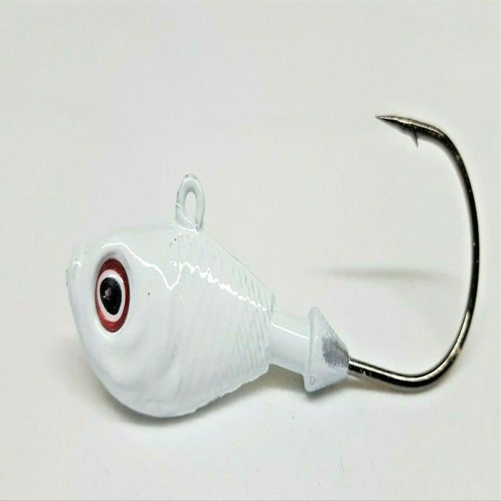 "Ultra Minnow" White Powder Coated Jig Heads Swimbait Lure Ultra Point Hook 25 Pack 4 oz