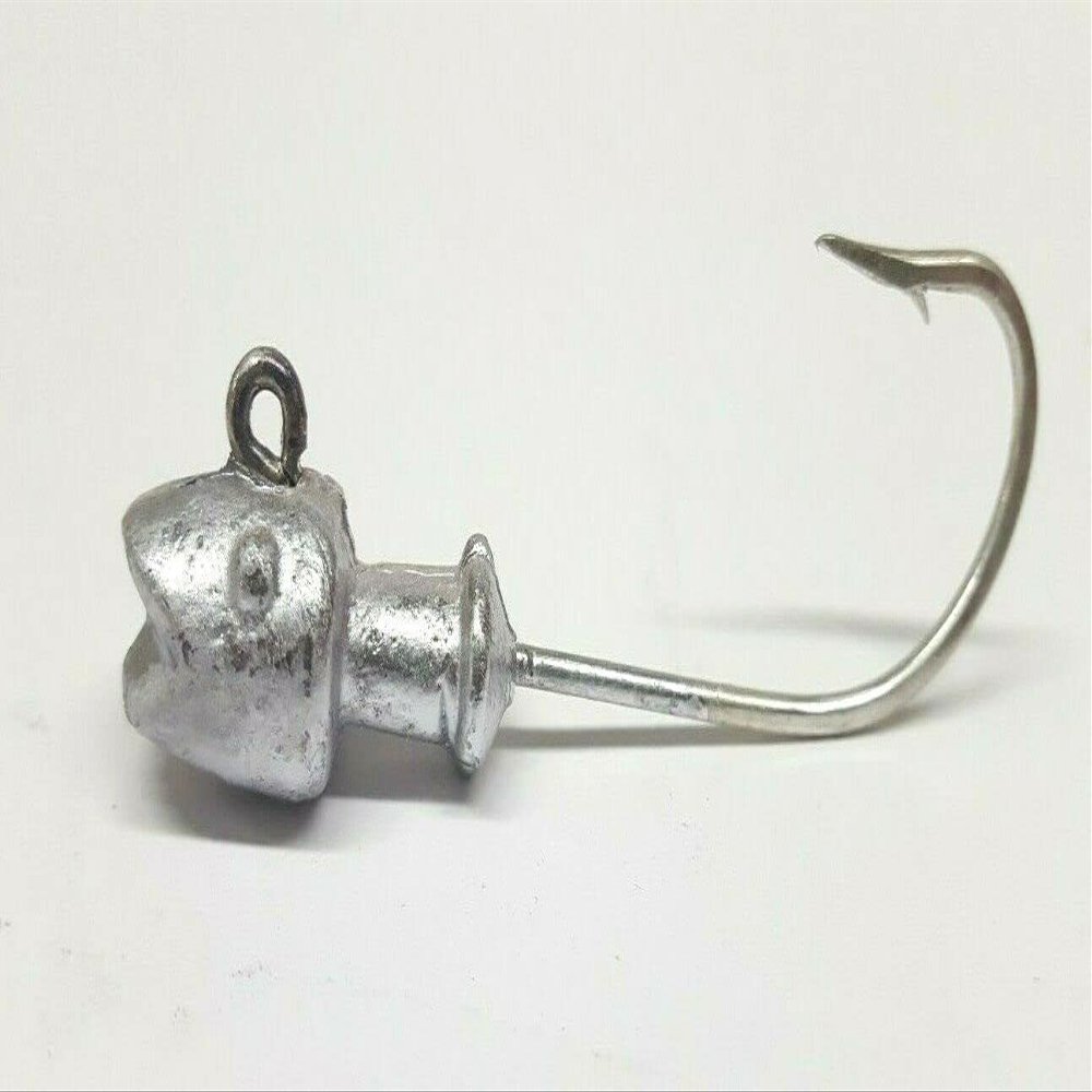 25 Unpainted"Hotlip" Striper Fluke Jig Head Swimbait Lure Mustad Saltwater Hook 3/8 oz