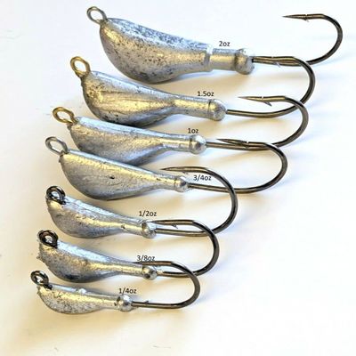 10 Painted"Banana" Blackfish Taug Fluke Jig Head Lure Ultra Point Hook - Ch/Gr 1/2 oz