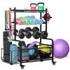 Pro-Series Mobile Dumbbell Rack & All-in-One Gym Storage Organizer with Locking Wheels, Adjustable Shelves & 400LB Capacity view 1