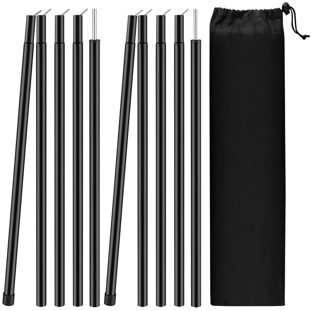 Neween Tent Poles for Tarp Adjustable Camping Tarp Poles Set of 2, 76in Lightweight Collapsible Tent Pole with a Diameter of 0.6in for Backpacking Hiking Awning Canopy Rain Fly Shelter (Black)