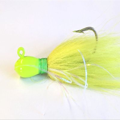 5 Tear Drop Bucktail Jig Head Striper Fluke Trout Red Fish Lure - Char w/Flash 1/4 oz