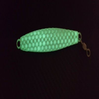 10 Hammered"Diamond" Vertical AVA Jigging Bluefish Striper Fishing Lures- Glow 8 oz
