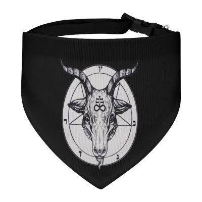 Baphomet Satanic Goat Head Dog Bandana Adjustable Pet Collar Scarf Cute Triangle Kerchief for Dogs Cats