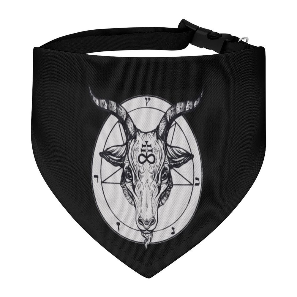 Baphomet Satanic Goat Head Dog Bandana Adjustable Pet Collar Scarf Cute Triangle Kerchief for Dogs Cats