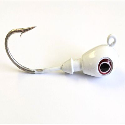 10"Big Eye" Jig Head Bass Cobia Cod Striper Lure Mustad Tinned Hook - White 10 oz