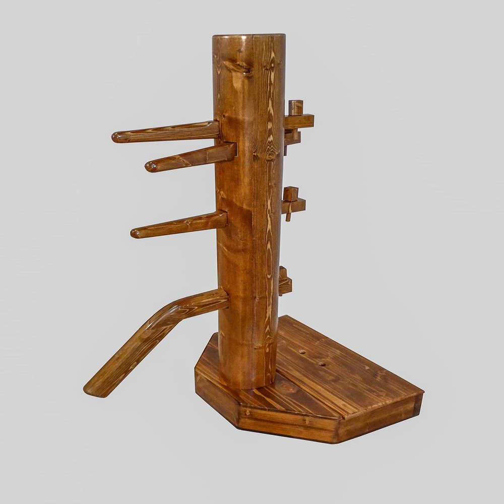 Wing Chun Wooden Dummy with Base and Chest with Lid (Walnut)