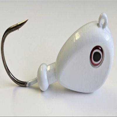 10"Bean" Fluke Painted Blackfish Jig Head Lure Ultra Point Hook - White 8 oz