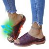Womens Sandals 2023 Summer Fashion Flower Embroidery Hollow Slides Solid Comfortable Slip on Wedge Slippers Ladies Sandals with Arch Support view 2