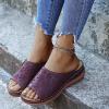 Womens Sandals 2023 Summer Fashion Flower Embroidery Hollow Slides Solid Comfortable Slip on Wedge Slippers Ladies Sandals with Arch Support view 3