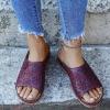 Womens Sandals 2023 Summer Fashion Flower Embroidery Hollow Slides Solid Comfortable Slip on Wedge Slippers Ladies Sandals with Arch Support view 4
