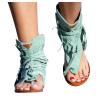 Sandals for Women Dressy Summer Flat Vintage Clip Toe Flip Flops Boho Fringe Tassel Sandals 2023 Bohemian Retro Casual Roman Beach Shoes Boots Green view 4