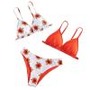 Toddler Baby Girl's 3 Piece Swimsuits Sunflowers Prints Bikini Bathing Suit Briefs Girls Easter Outfit (Red, 6-8 Years) view 1