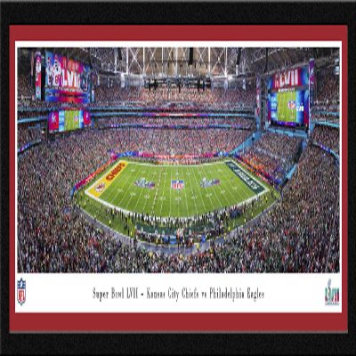 2023 Super Bowl Kickoff - Kansas City Chiefs vs Philadelphia Eagles - 41.5x15-inch Red Single Mat, Select Framed Picture by Blakeway Panoramas