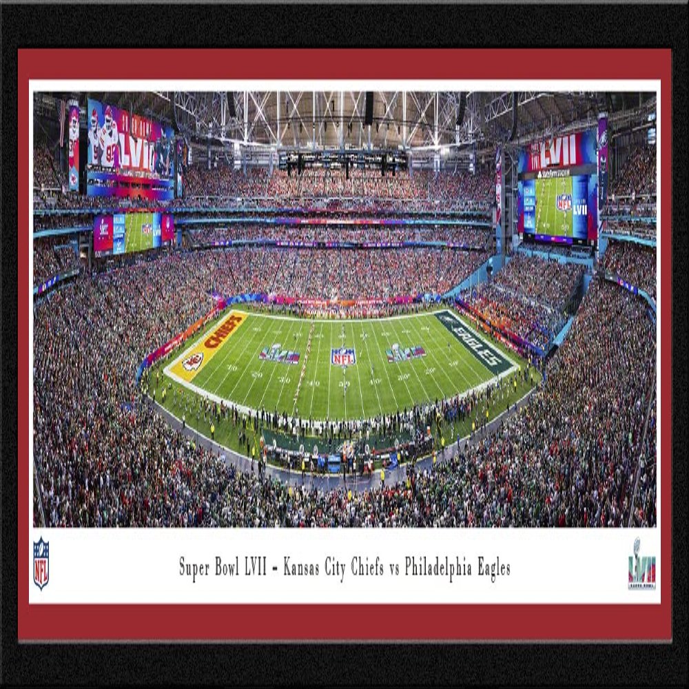 2023 Super Bowl Kickoff - Kansas City Chiefs vs Philadelphia Eagles - 41.5x15-inch Red Single Mat, Select Framed Picture by Blakeway Panoramas