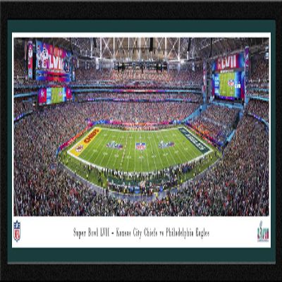 2023 Super Bowl Kickoff - Kansas City Chiefs vs Philadelphia Eagles - 41.5x15-inch Green Single Mat, Select Framed Picture by Blakeway Panoramas