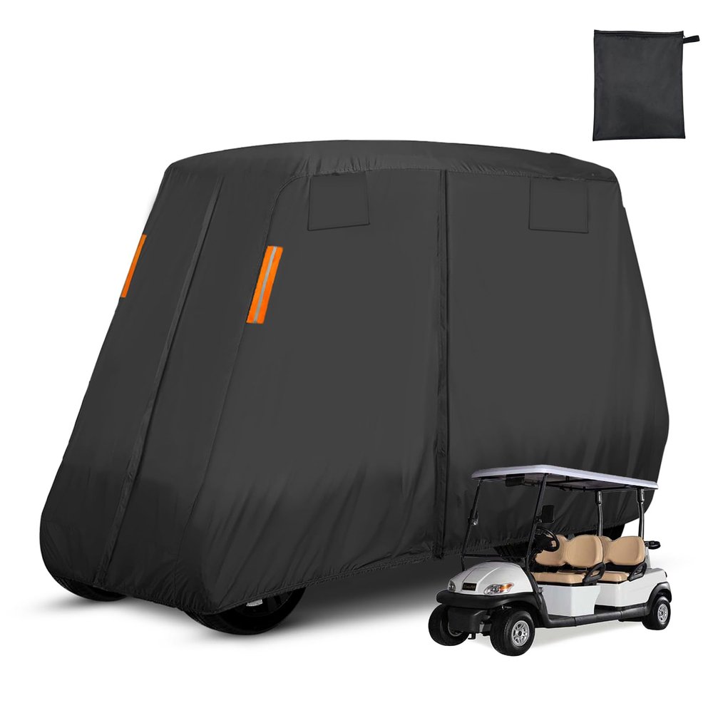 600D Heavy Duty 4+2 Seater Golf Cart Cover 6 Passenger, Golf Cart Cover 4 Passenger Extended Roof, Club Car Cover Lifted Golf Cart Storage Cover for 4 Seaters with 2 Bench Seats 138L 48W 66H Inches