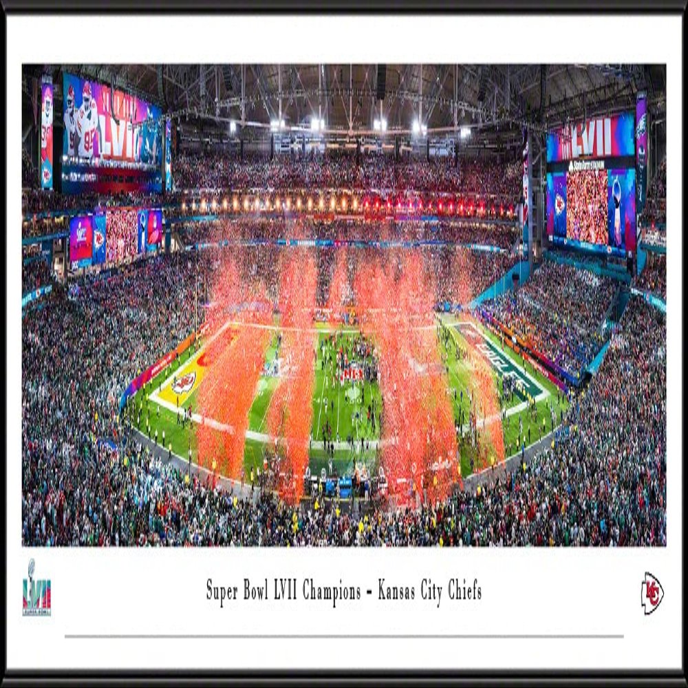 Kansas City Chiefs, 2023 Super Bowl Champions - 40.25x13.75-inch Standard Framed Print by Blakeway Panoramas