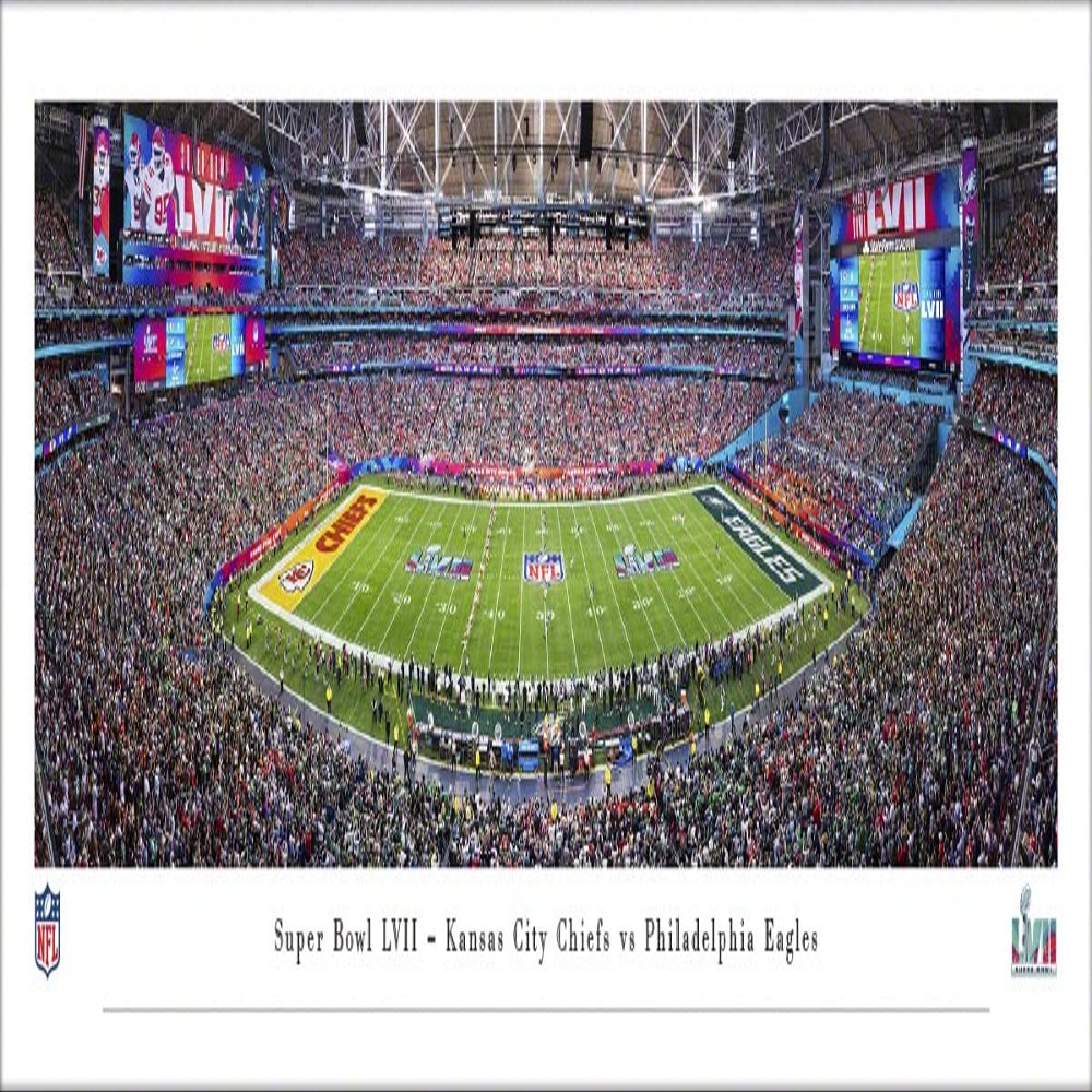 2023 Super Bowl Kickoff - Kansas City Chiefs vs Philadelphia Eagles - Unframed 40 x 13.5 Poster by Blakeway Panoramas
