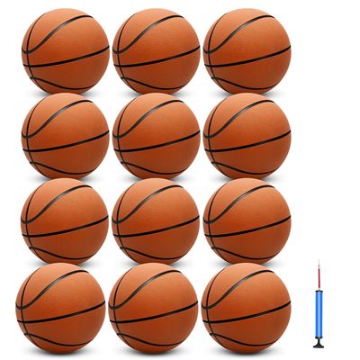 12 Pack 29.5" Official Size 7 Basketball Balls Inflatable with Pump for Men for Outdoor, Indoor or TrainingMens Adult Basketball (Orange)