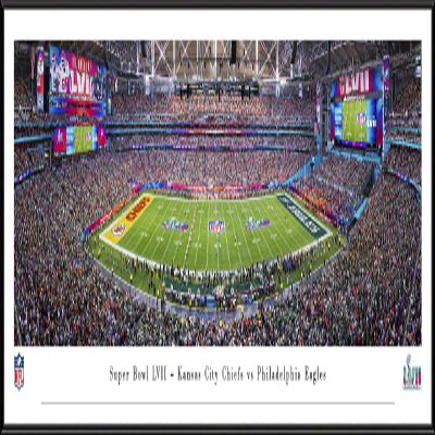 2023 Super Bowl Kickoff - Kansas City Chiefs vs Philadelphia Eagles - 40.25x13.75-inch Standard Framed Print by Blakeway Panoramas