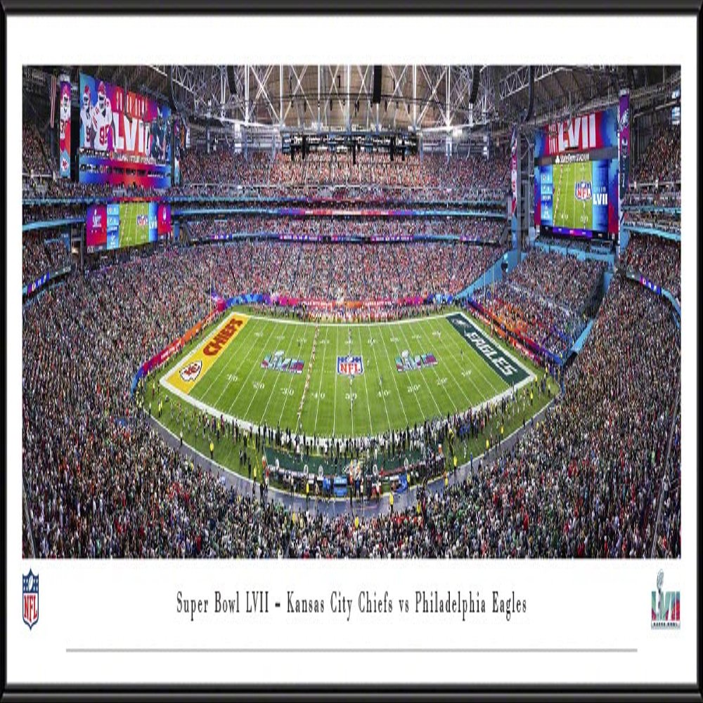 2023 Super Bowl Kickoff - Kansas City Chiefs vs Philadelphia Eagles - 40.25x13.75-inch Standard Framed Print by Blakeway Panoramas
