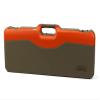 Negrini Luxury Shotgun Case - Hard Case for Over/Under or Side-by-Side Shotguns - Fits 2 Shotguns, Up to 28 Barrels - Airline Approved, TSA Locks - Made in Italy - Khaki/Blaze - Canvas Trim view 1
