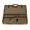 Negrini Luxury Shotgun Case - Hard Case for Over/Under or Side-by-Side Shotguns - Fits 2 Shotguns, Up to 28 Barrels - Airline Approved, TSA Locks - Made in Italy - Khaki/Blaze - Canvas Trim view 2