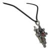 Ebros Gift Fantasy Altar Drake Dragon Crucifix Cross With Red Gem Pewter Medallion Pendant with Rubber Cord Necklace for Unisex Fashion Accessory view 4