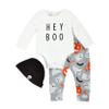 Mud Pie Glow In The Dark Hey Boo Baby Bodysuit Set, White, 0-3M view 1