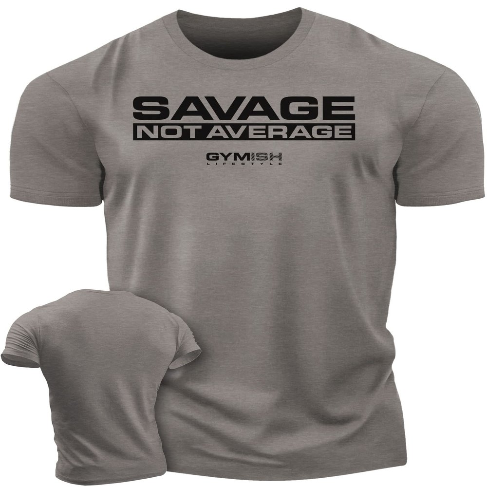 Savage Not Average Gym Workout Motivational Weightlifting Mens T-Shirt (Savage Not Average Warm Grey, 3XL)