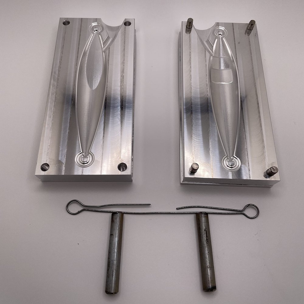 CustomFishingLureMolds Slow Fall Pitch Fishing Lures Mold for Lead Metal That Will give Your Lure Rector Action. (150g)