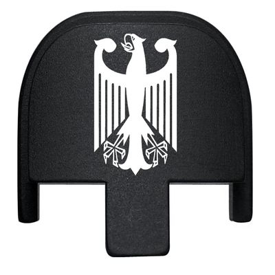 NDZ Performance Rear Slide Cover Plate for Smith & Wesson SD9, SD9 VE, SD40, SD40 VE 9MM & .40 S&W Laser Engraved Anodized Aluminum in Black - German Coat of Arms Federal Eagle