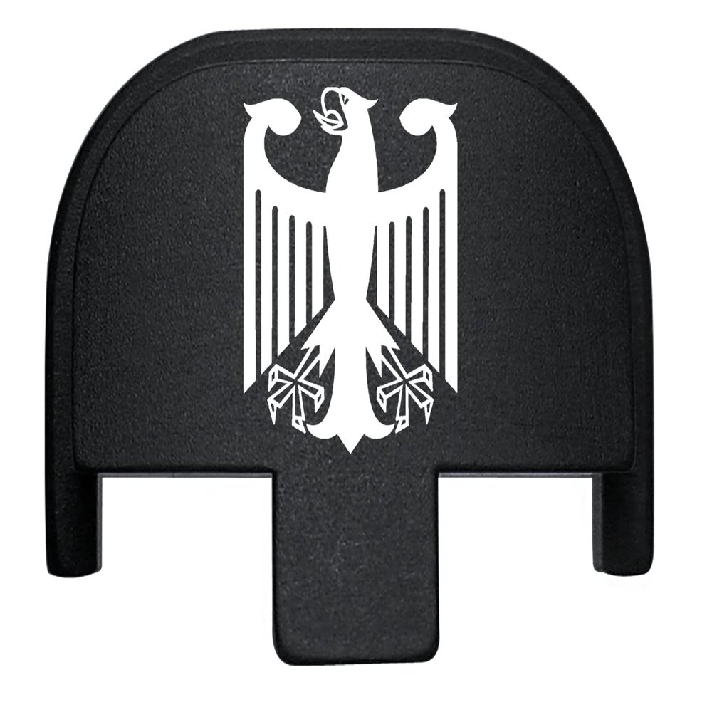 NDZ Performance Rear Slide Cover Plate for Smith & Wesson SD9, SD9 VE, SD40, SD40 VE 9MM & .40 S&W Laser Engraved Anodized Aluminum in Black - German Coat of Arms Federal Eagle