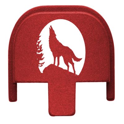 NDZ Performance Rear Slide Cover Plate for Smith & Wesson SD9, SD9 VE, SD40, SD40 VE 9MM & .40 S&W Laser Engraved Anodized Aluminum in Red - Wolf Moon