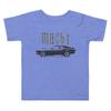 1969 Mach 1 Collector Car Art Stang Driver Toddler Short Sleeve Tee Heather Columbia Blue view 1