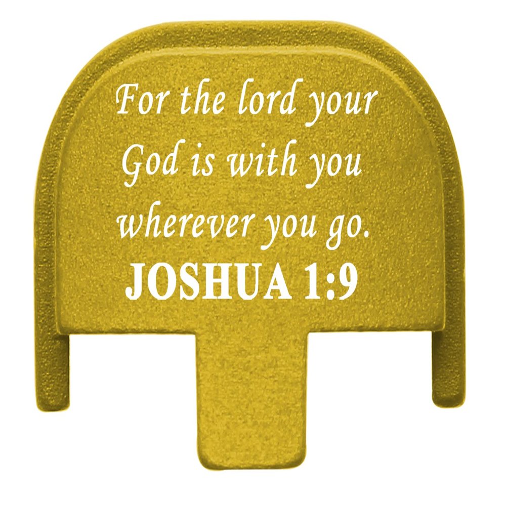 NDZ Performance Rear Slide Cover Plate for Smith & Wesson SD9, SD9 VE, SD40, SD40 VE 9MM & .40 S&W Laser Engraved Anodized Aluminum in Gold - Bible Joshua 1:9