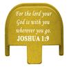 NDZ Performance Rear Slide Cover Plate for Smith & Wesson SD9, SD9 VE, SD40, SD40 VE 9MM & .40 S&W Laser Engraved Anodized Aluminum in Gold - Bible Joshua 1:9 view 1