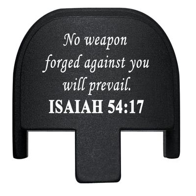 NDZ Performance Rear Slide Cover Plate for Smith & Wesson SD9, SD9 VE, SD40, SD40 VE 9MM & .40 S&W Laser Engraved Anodized Aluminum in Black - Bible Isaiah 54:17
