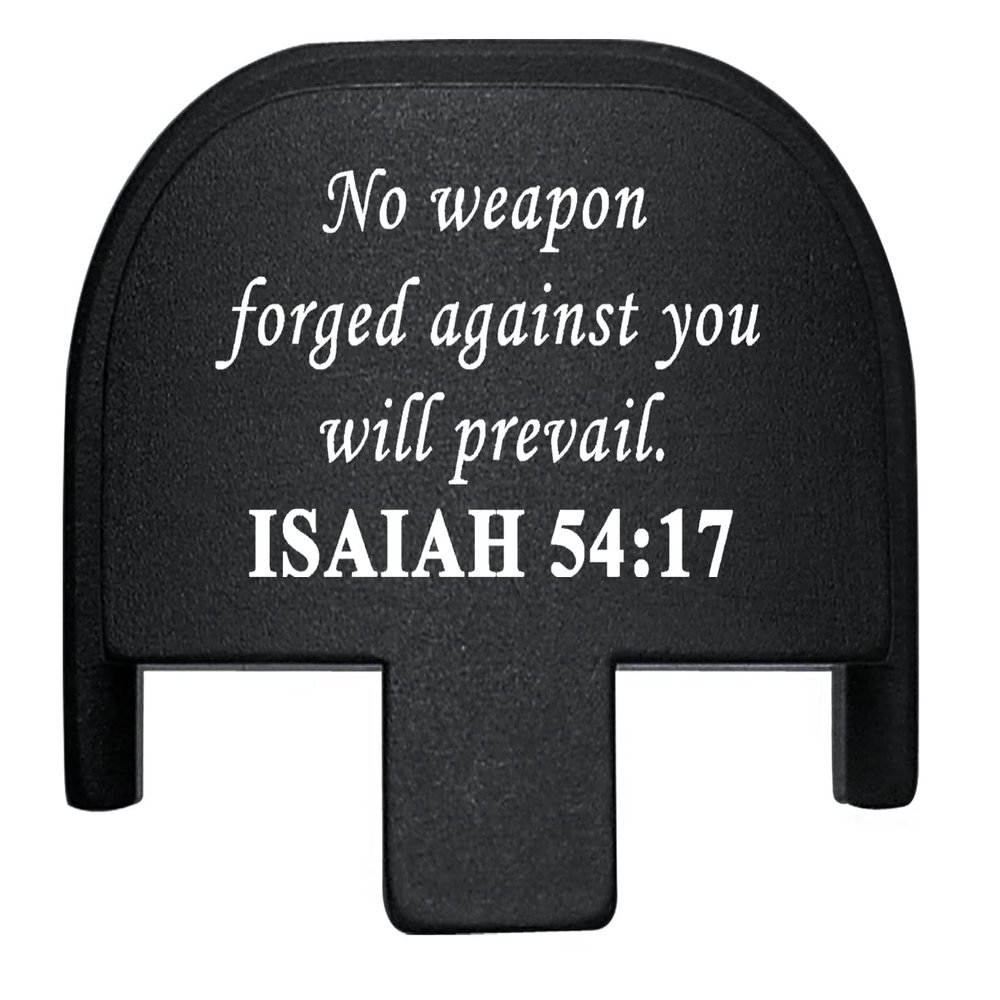 NDZ Performance Rear Slide Cover Plate for Smith & Wesson SD9, SD9 VE, SD40, SD40 VE 9MM & .40 S&W Laser Engraved Anodized Aluminum in Black - Bible Isaiah 54:17