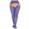 ACSUSS Women Glossy Thigh-High Stockings Tights Suspender Pantyhose Stockings for Valentine's Day Royal Blue A One Size view 2