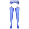 ACSUSS Women Glossy Thigh-High Stockings Tights Suspender Pantyhose Stockings for Valentine's Day Royal Blue A One Size view 4