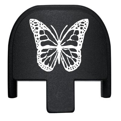 NDZ Performance Rear Slide Cover Plate for Smith & Wesson SD9, SD9 VE, SD40, SD40 VE 9MM & .40 S&W Laser Engraved Anodized Aluminum in Black - Butterfly