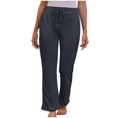 XUNRYAN Bootcut Yoga Pants with Pockets Women Workout Leggings Drawstring High Waist Tummy Control Running Gym Activewear Black