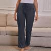 XUNRYAN Bootcut Yoga Pants with Pockets Women Workout Leggings Drawstring High Waist Tummy Control Running Gym Activewear Black view 2
