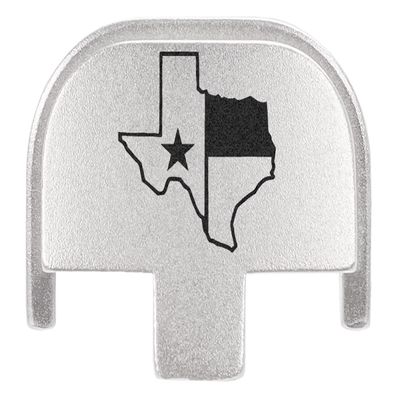 NDZ Performance Rear Slide Cover Plate for Smith & Wesson SD9, SD9 VE, SD40, SD40 VE 9MM & .40 S&W Laser Engraved Anodized Aluminum in Silver - Texas State Border Outline Flag