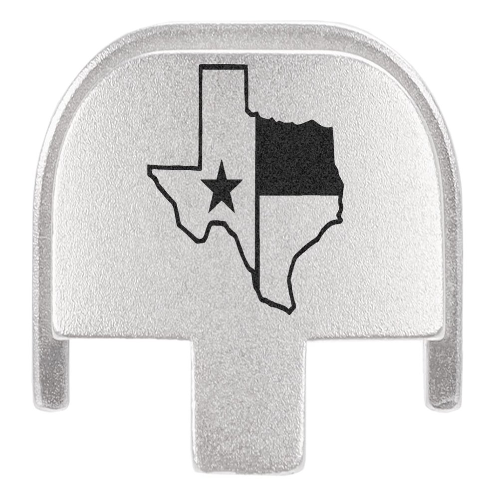NDZ Performance Rear Slide Cover Plate for Smith & Wesson SD9, SD9 VE, SD40, SD40 VE 9MM & .40 S&W Laser Engraved Anodized Aluminum in Silver - Texas State Border Outline Flag