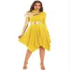 Hularka Women's Metallic Worship Praise Dance Dress Color Block Liturgical Dancewear Performance Costume Yellow Small view 1
